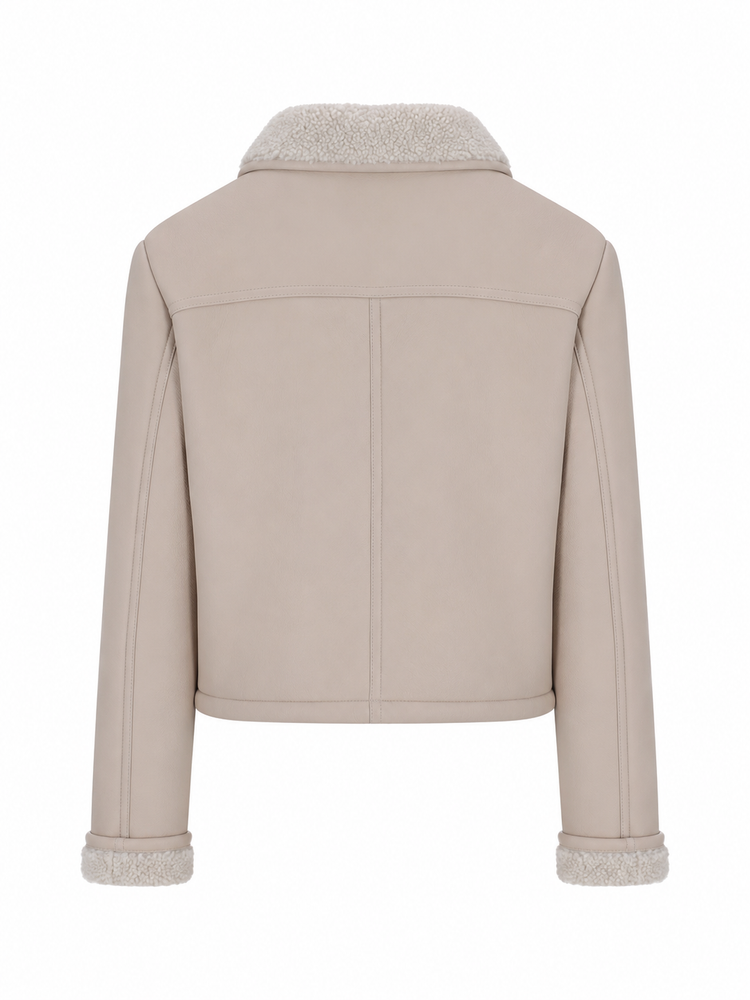 LA ROSE giubbino in pelle nappato bianco