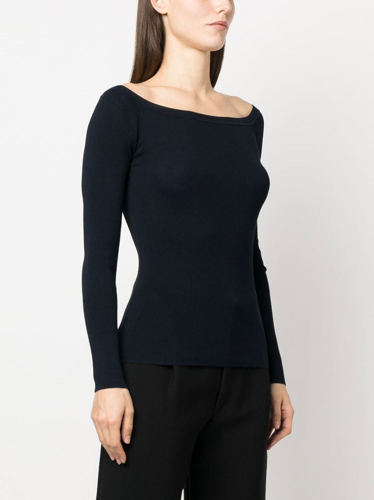 fine ribbed off-shoulder top