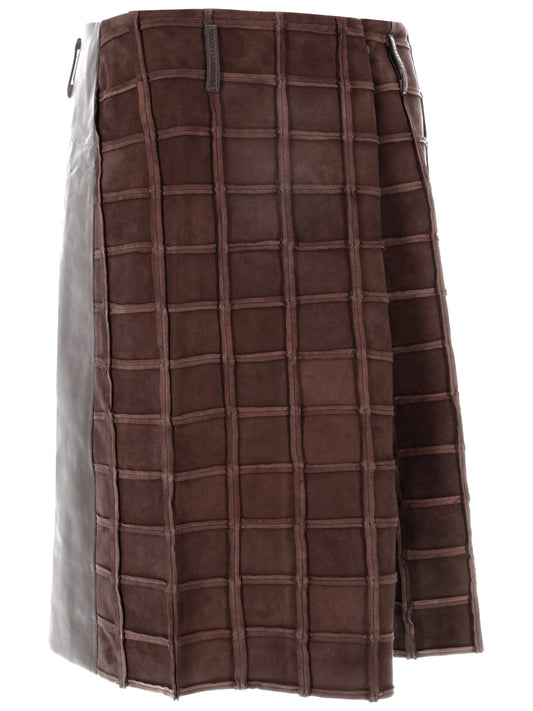 PIEGA SKIRT - Square Suede Patchwork