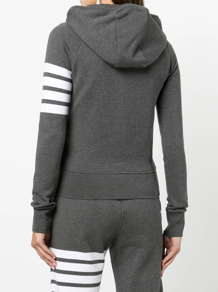 4-Bar stripe zip-fastening hoodie