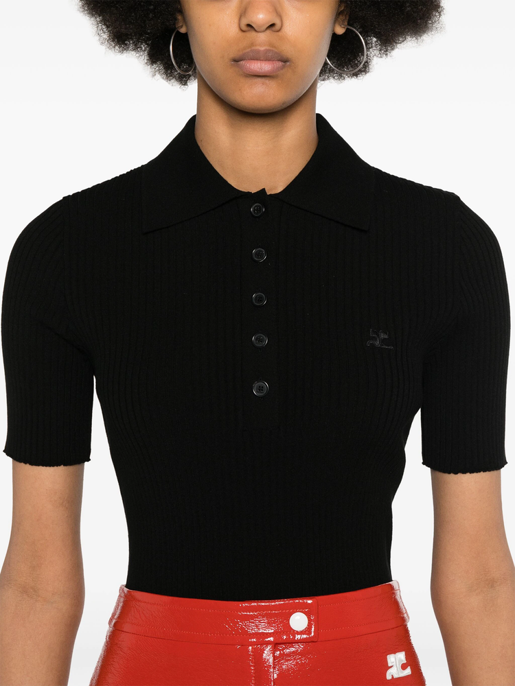 logo-patch knitted polo top