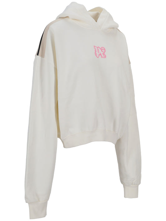 CLASSIC LOGO NEON CROP HOODY OFF WHITE -