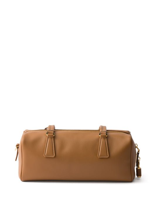 medium leather top-handle bag with padlock