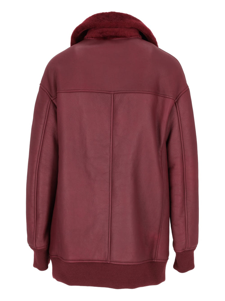 LA ROSE bomber lungo MU in pelle montone bordeaux