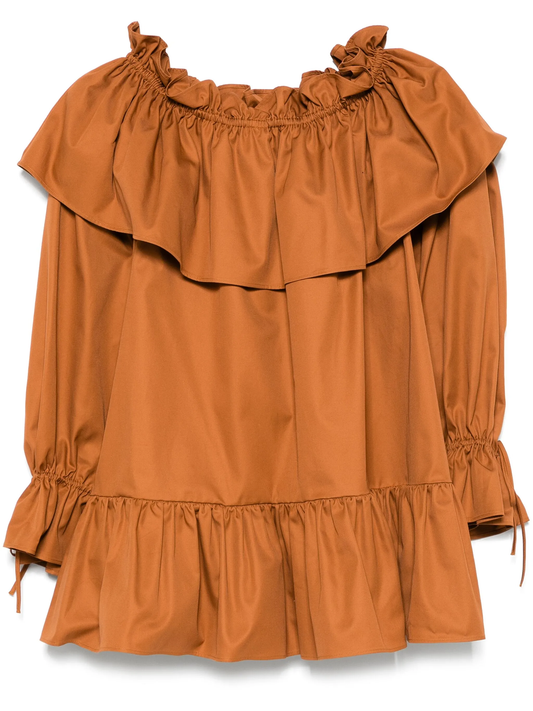 ruffled cotton mini dress