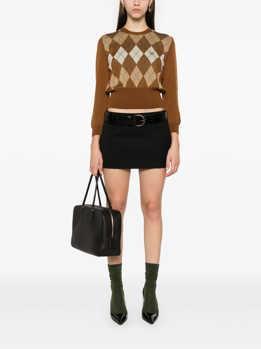 argyle-pattern sweater