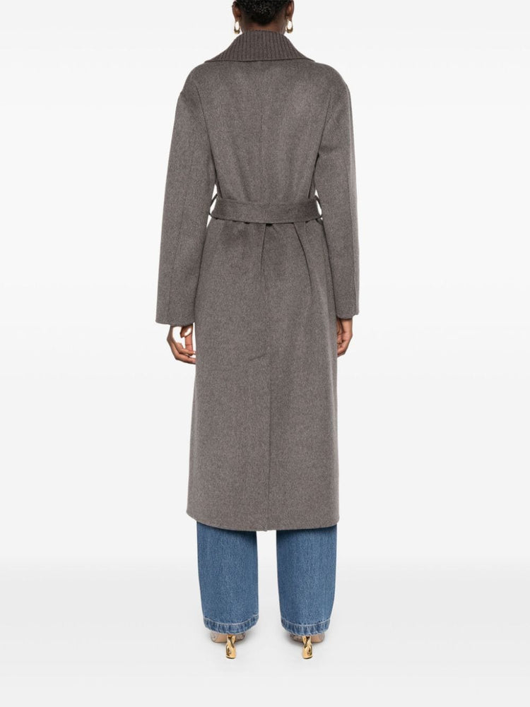 Leak belted mid-length coat