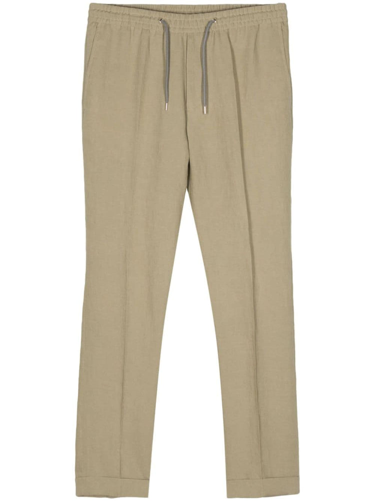 drawstring-waist linen trousers