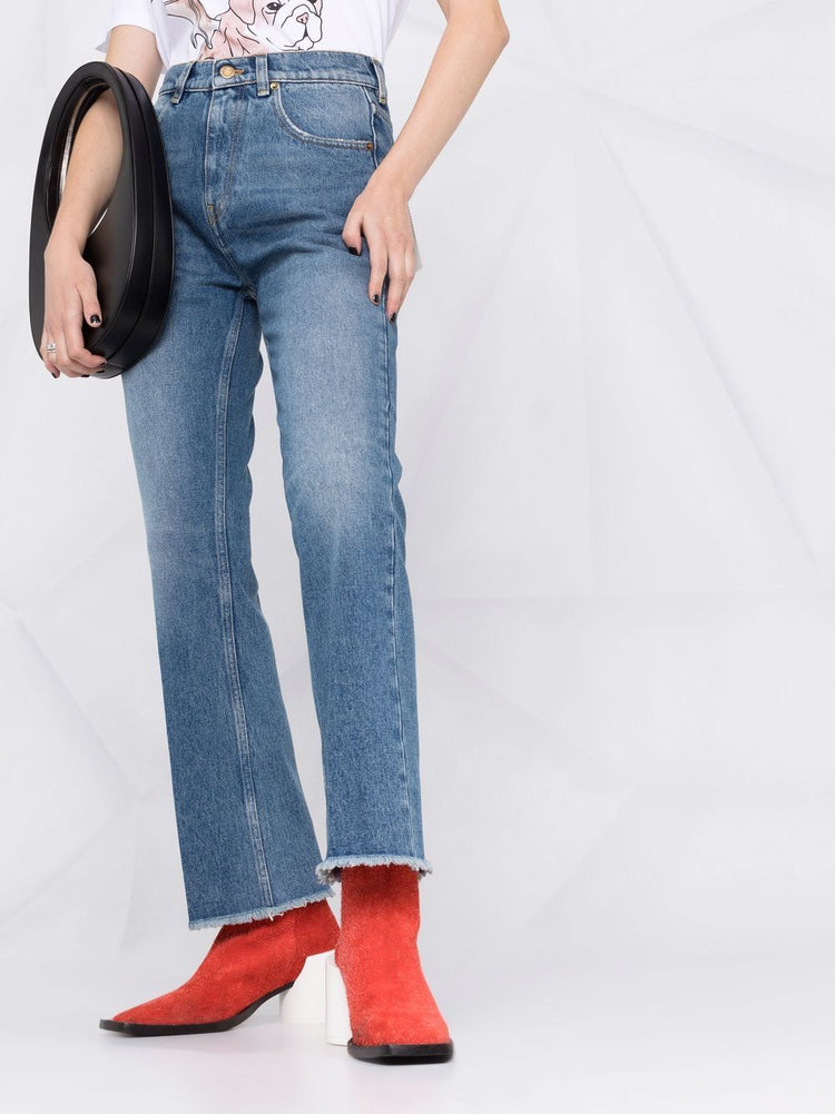 faded cropped jeans