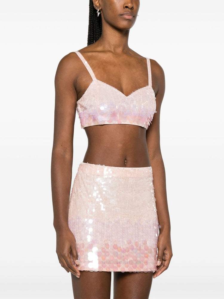 iridescent sequin cropped top