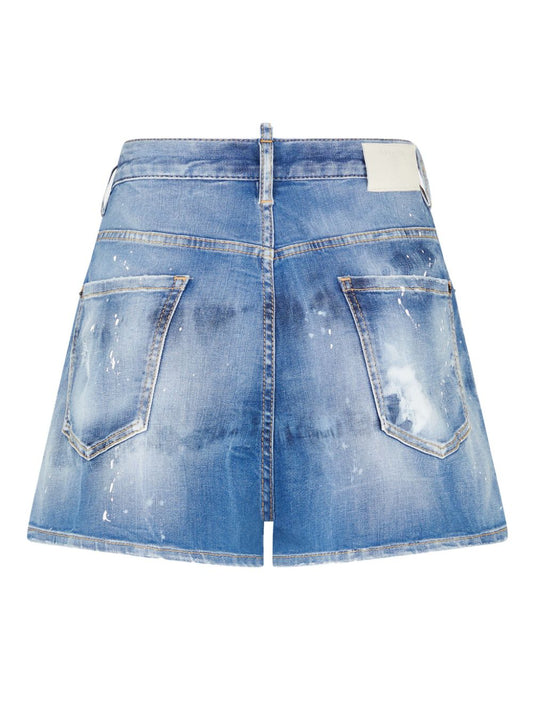 logo-tag distressed denim shorts