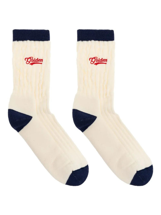 SOCKS FULL RIB/BI-COLOR/GOLDEN EMBROIDERY/RIPPED