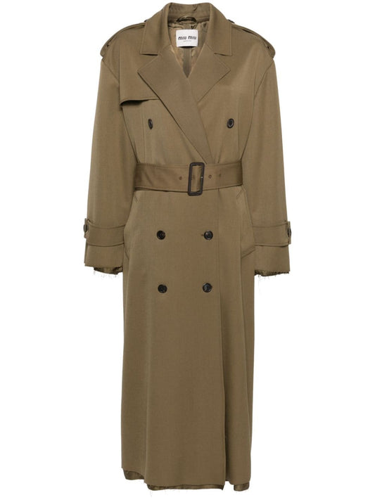 raw-cut maxi trench coat