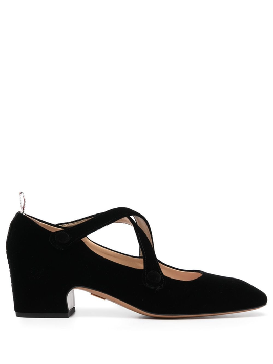 THOM BROWNE criss-cross 40mm velvet pumps