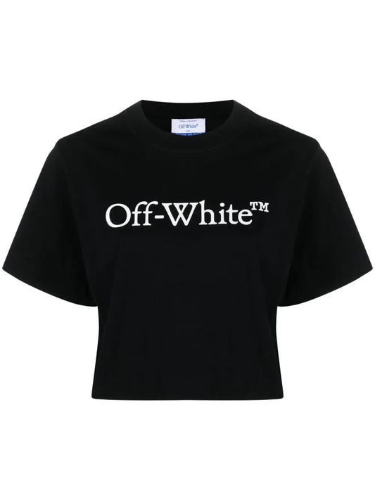 BIG LOGO BOOKISH CROP TEE WHITE BLACK