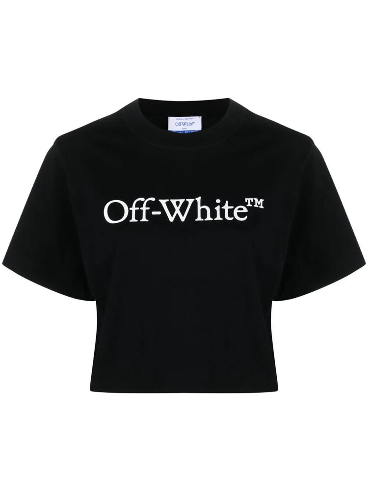BIG LOGO BOOKISH CROP TEE WHITE BLACK
