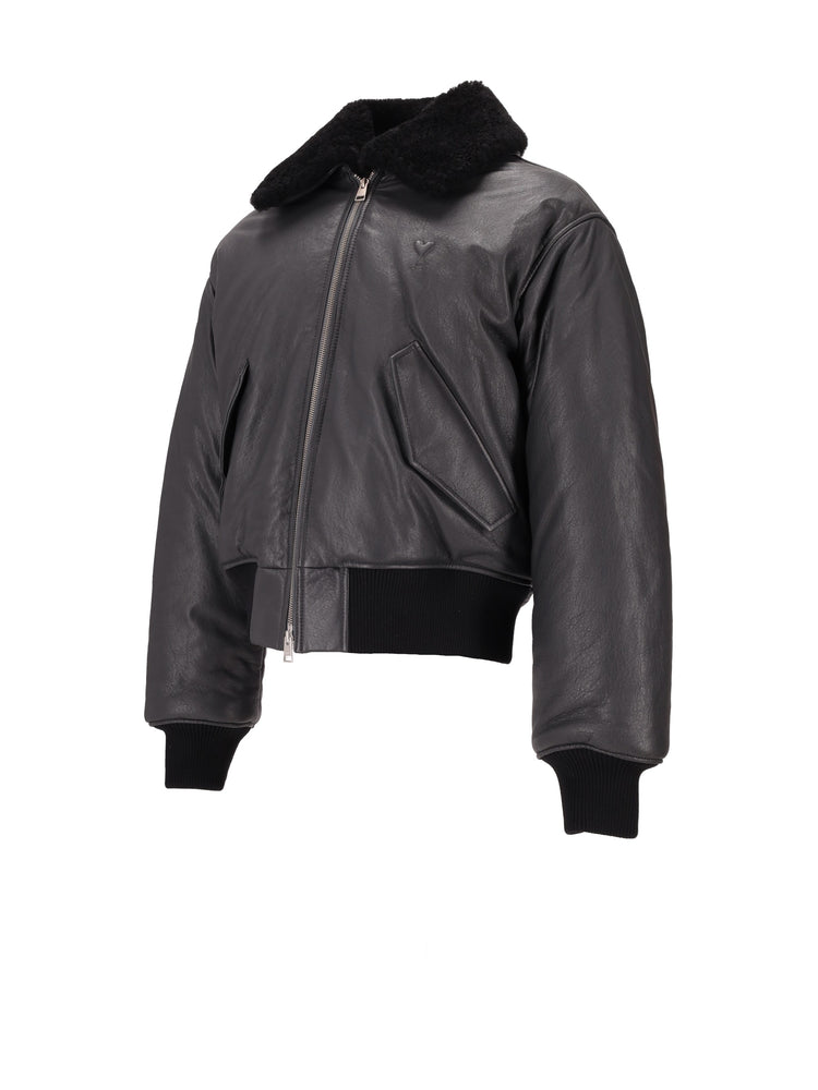 VESTE ZIPPEE EN CUIR