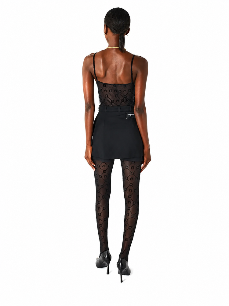 MOONOGRAM MESH FLOCK STRAPS TOP