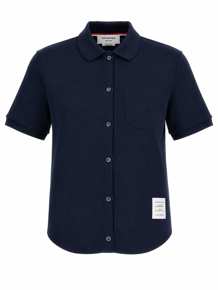 SS ROUND COLLAR RIB CUFF BUTTON DOWN SHIRT IN COTTON MILANO