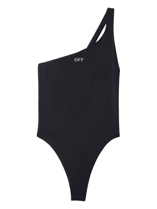 logo-stamp one-shoulder swimsuit