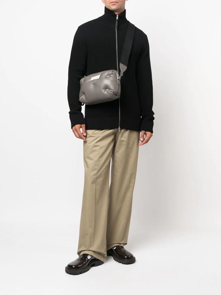 ribbed-knit zip-up sweater