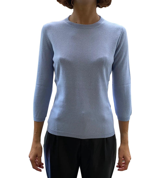 LA ROSE maglia 3/4 cashmere azzurro