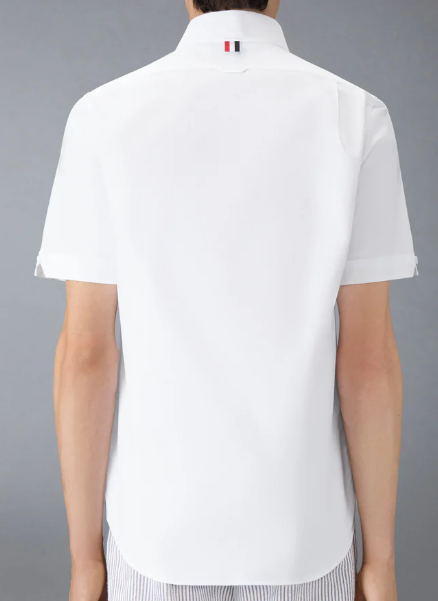 STRAIGHT FIT BUTTON DOWN SHORT SLEEVE SHIRT W/ CF GG PLACKET IN OXFORD