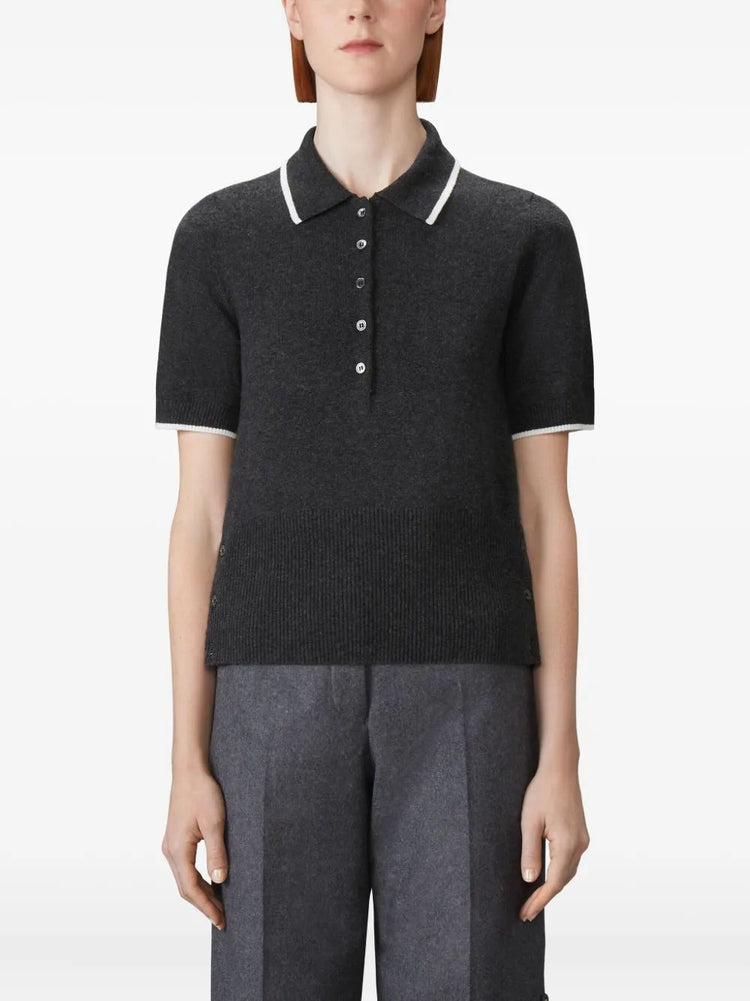 BROWNE. 65 JERSEY INTARSIA CLASSIC SS POLO IN CASHMERE