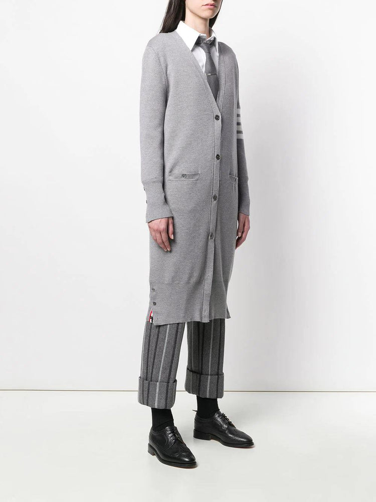 MILANO STITCH LONG V NECK CARDIGAN IN FINE MERINO WOOL