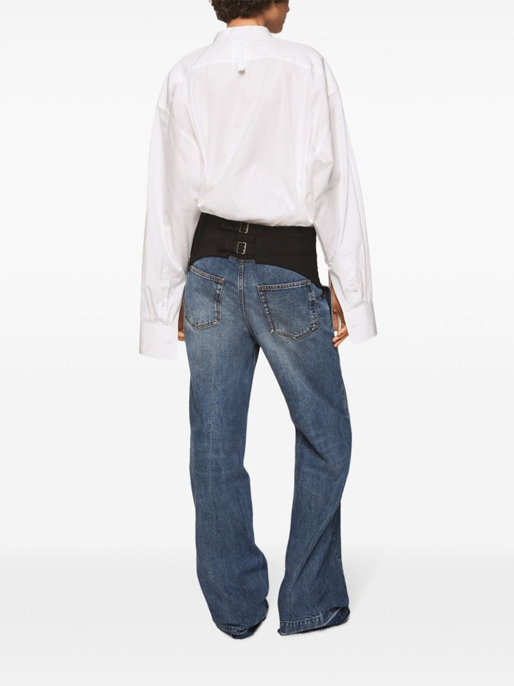 tuxedo-embellished wide-leg jeans