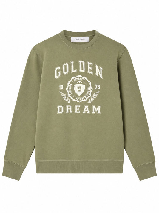 JOURNEY M'S GARMENT DYED CREW NECK SWEATSHIRT COTTON FLEECE WITH PRINT