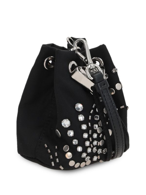 logo-appliqué studded bucket bag