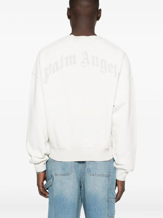 CURVED LOGO LOOSE COLLAR CREW OFF WHITE