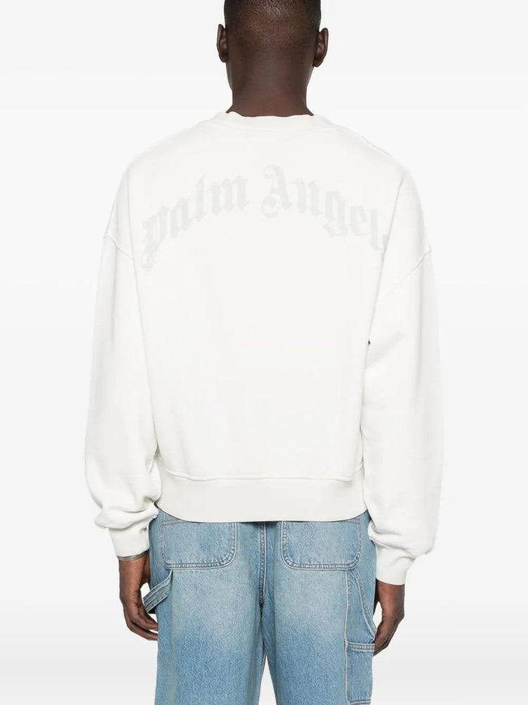 CURVED LOGO LOOSE COLLAR CREW OFF WHITE