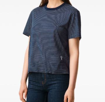 TEESHIRT CLASSIC FIT MANCHES COURTES RAYE AVEC PATCH AMI DE COEUR