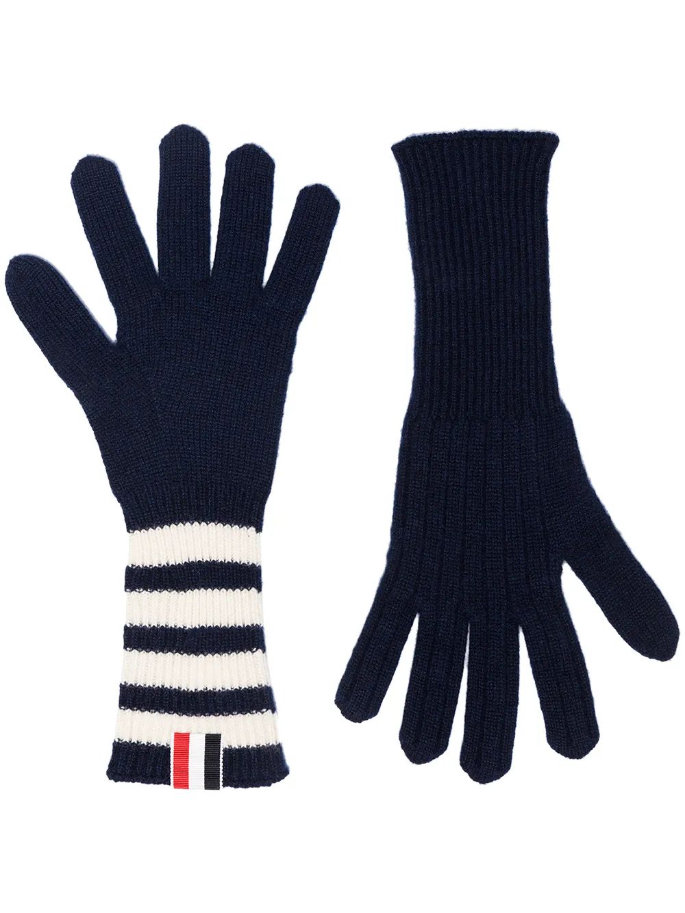 RIB GLOVES W/ 4 BAR STRIPE IN CASHMERE