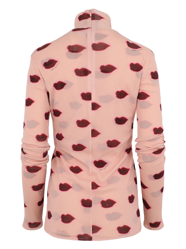 lips-print long sleeve top