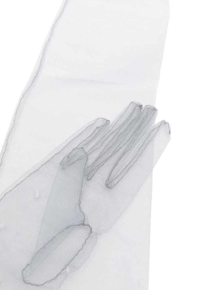 elbow-length tulle gloves