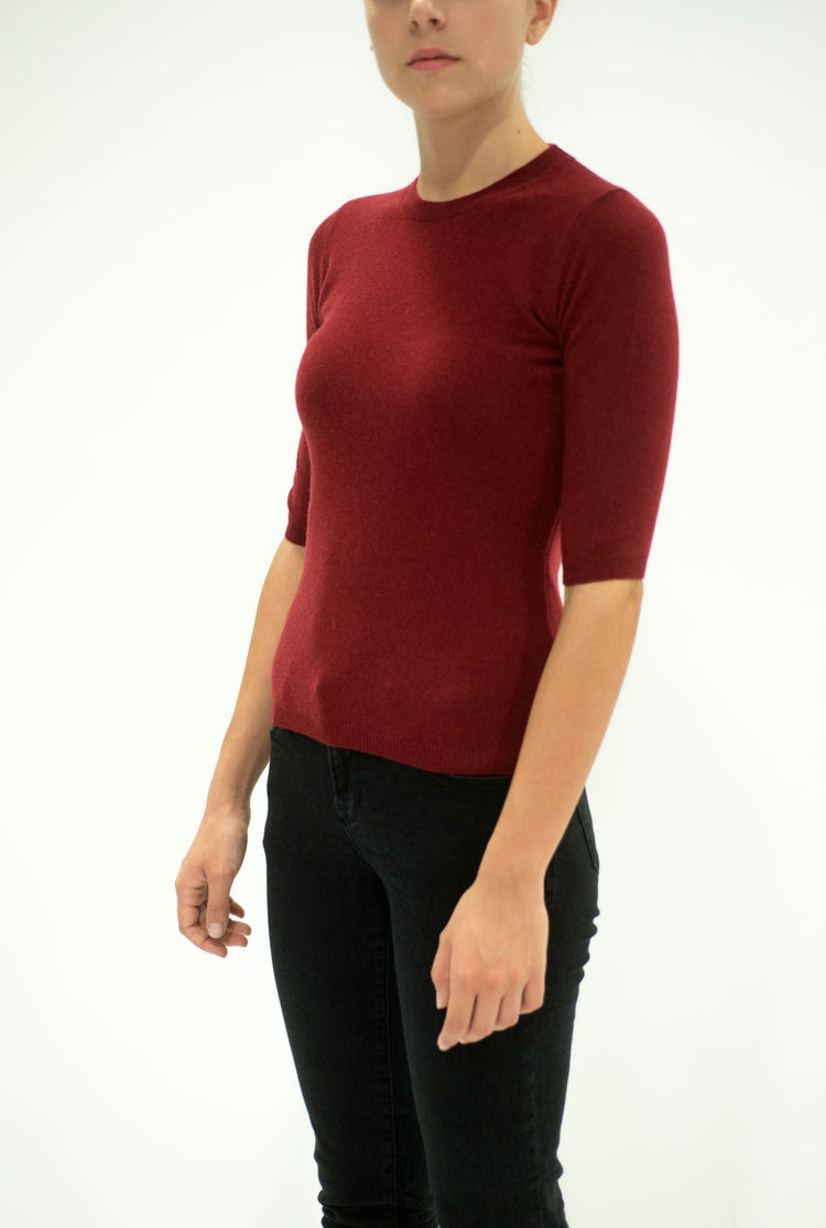 LA ROSE maglia 3/4 cashmere bordeaux