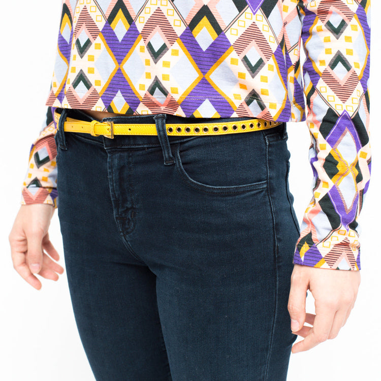 PRADA skinny eyelet belt mimosa