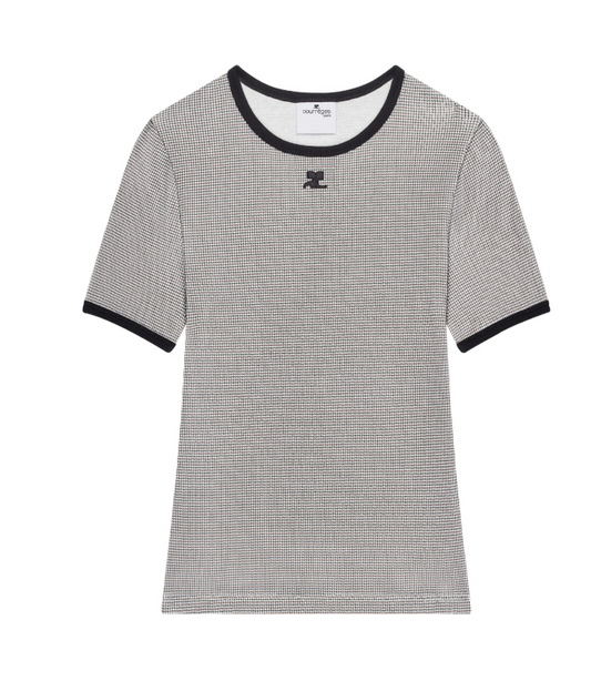 T-SHIRT HOUNDSTOOTH CONTRAST