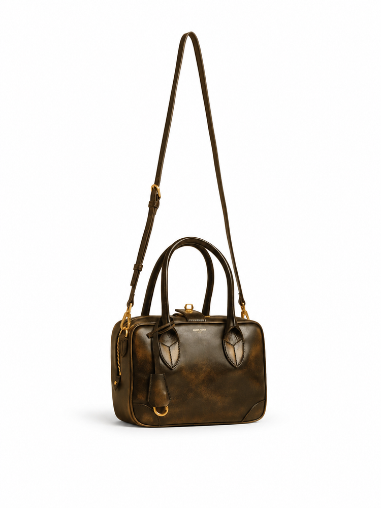 VITA BAG NEW VINTAGE LEATHER BODY GOLD METAL DETAILS