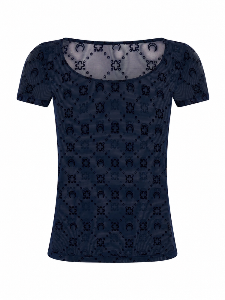 MOONOGRAM MESH FLOCK SS ROUNDNECK T-SHIRT
