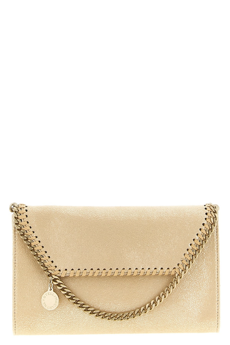 FALABELLA WALLET W/CHAIN BAG ECO SHINY DOTTED CHAMOIS W/TONAL CHAIN