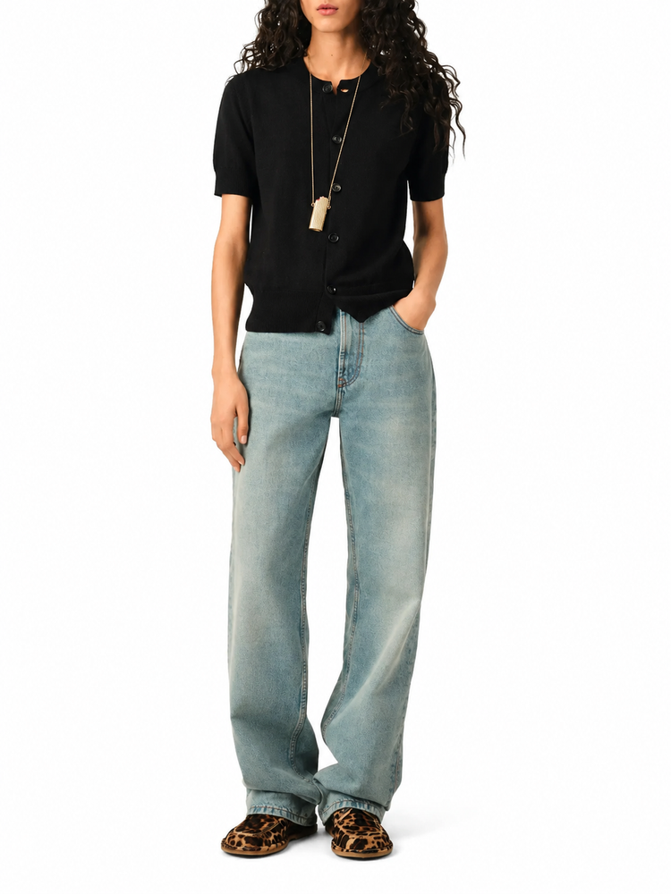 SHORT SLEEVES CARDIGAN WITH CONTRASTED AMI DE COEUR