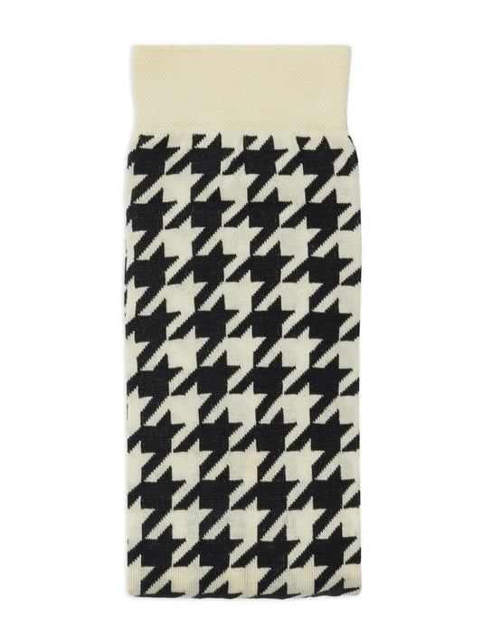 herringbone-print cotton-blend tights