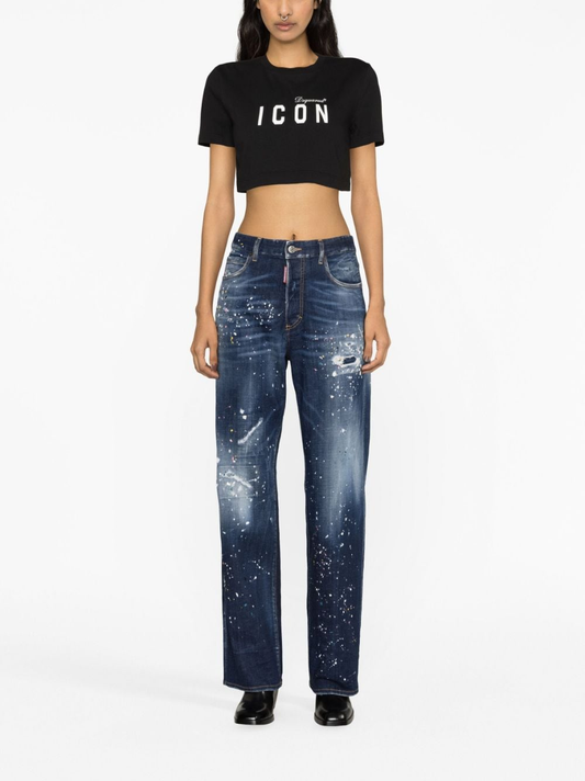 DSQUARED2 paint splatter-detail washed denim jeans