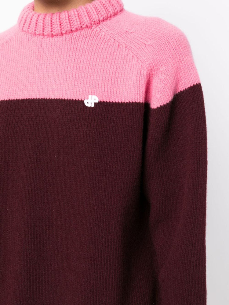 wool two-tone knitted jumper