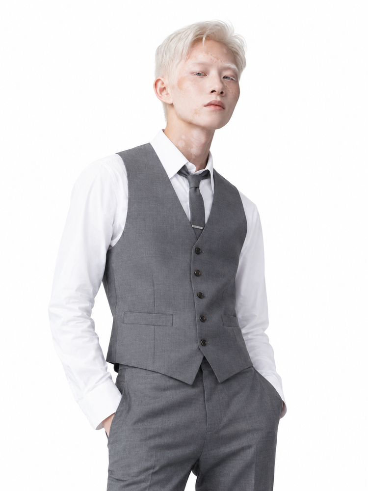5BUTTON VEST IN SUPER 120’S TWILL
