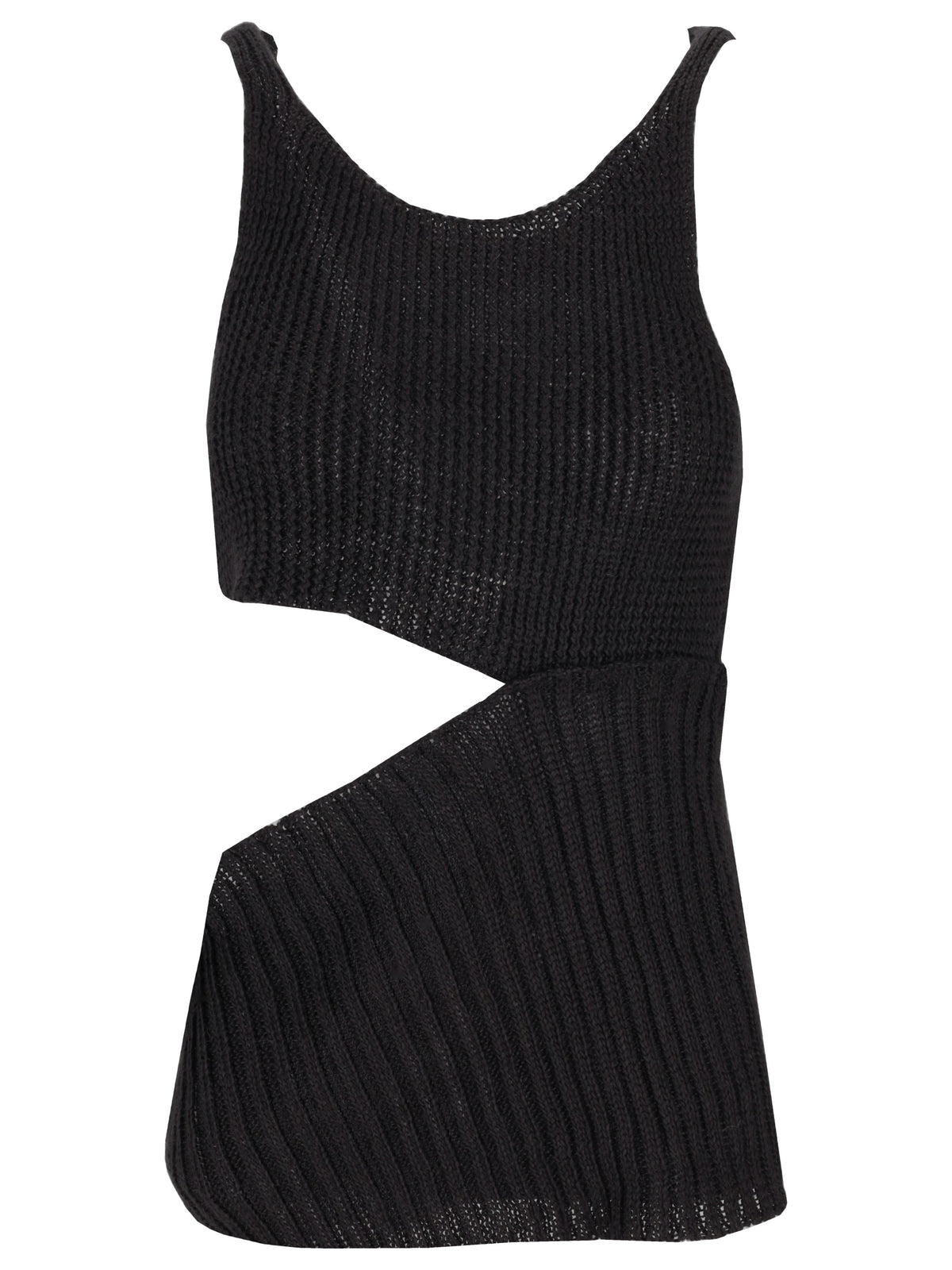 ASYMMETRICAL KNITTED BLACK TOP